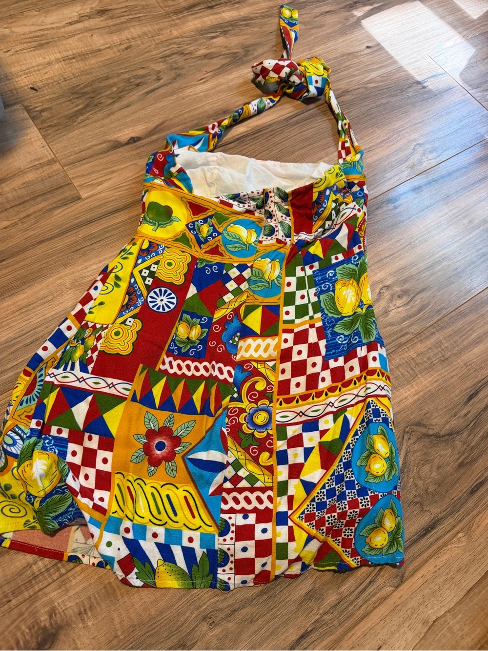 Colorful Patchwork Halter Mini Dress - Multicolor - Picture 4 of 6